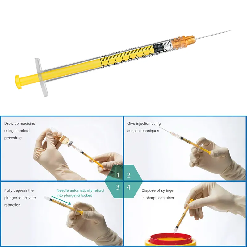 1ml 3ml 5ml 10ml 20ml 60ml Plastic Luer Lock Slip Auto Retractable Disposable Syringe