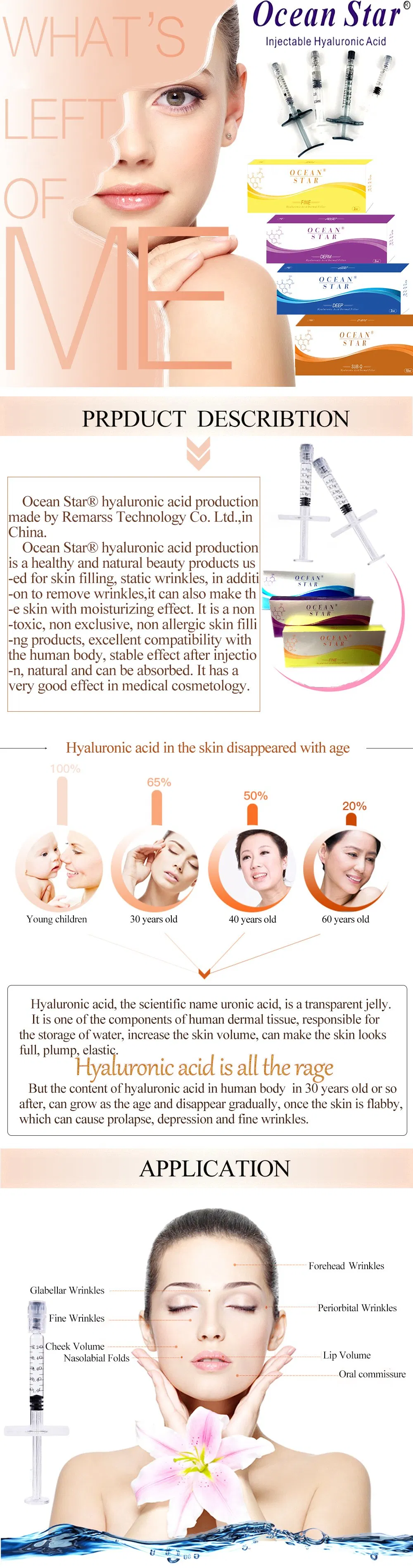 2021 Ocean Star Injectable Hyaluronic Acid Serum Derm 1ml Fine. Deep for Lips