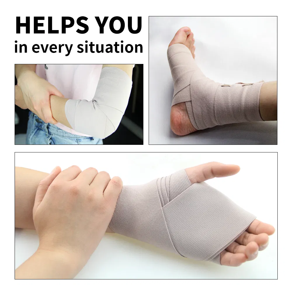 4 Sizes Soft Compression Crepe Bandages Elastic Bandage Compression Wrap for Leg Sprain with Bandage Clips