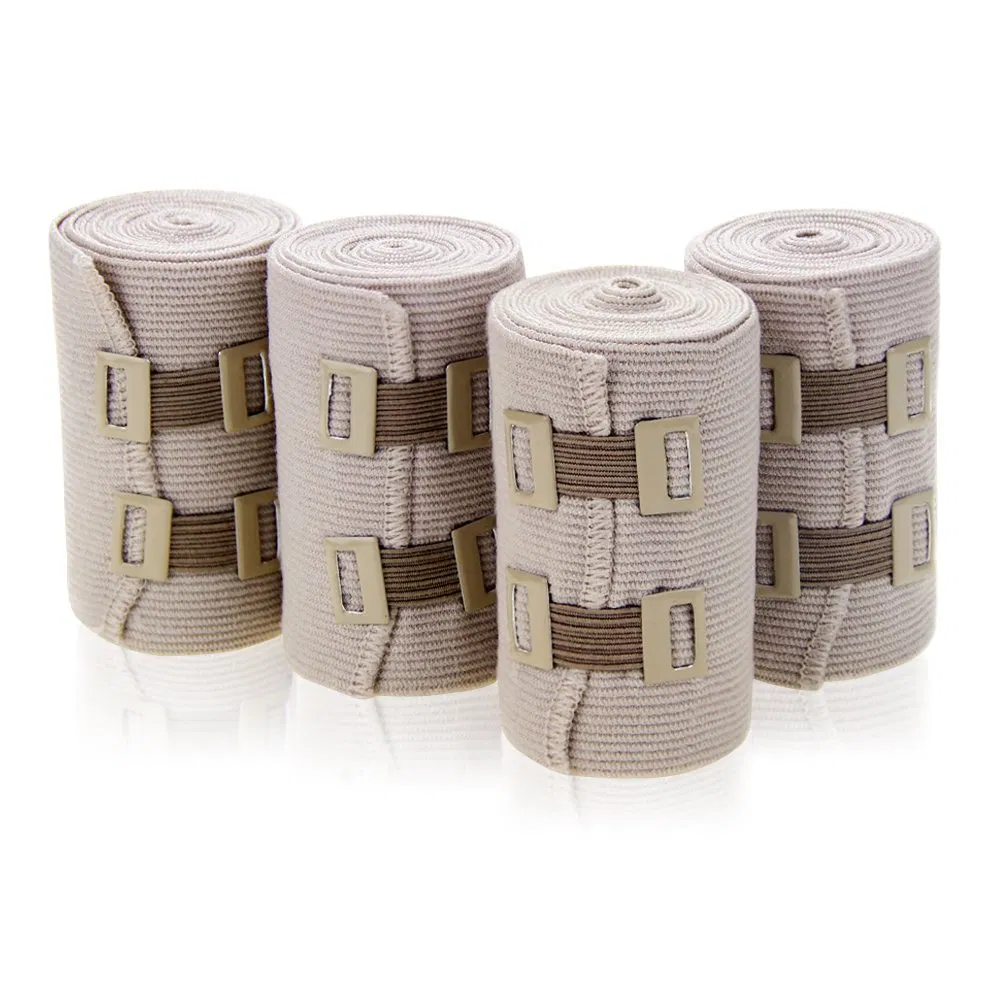 4 Sizes Soft Compression Crepe Bandages Elastic Bandage Compression Wrap for Leg Sprain with Bandage Clips