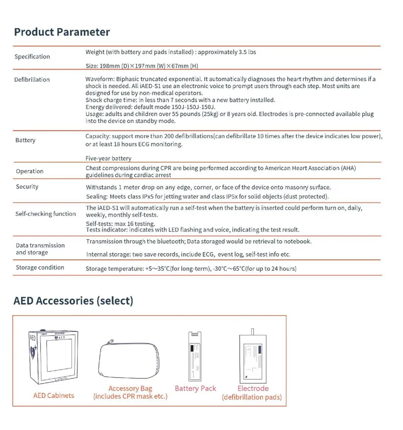 Automated Extenal Defibrillator Portable Aed for First-Aid
