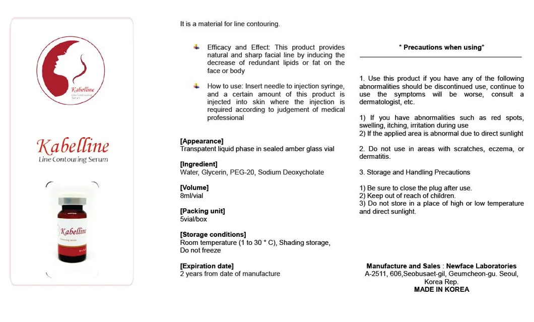 Best Price Korea Fat Dissolve Kabelline Deoxycholic Acid Lipolytic Solution Lipolysis Kabelline Injection
