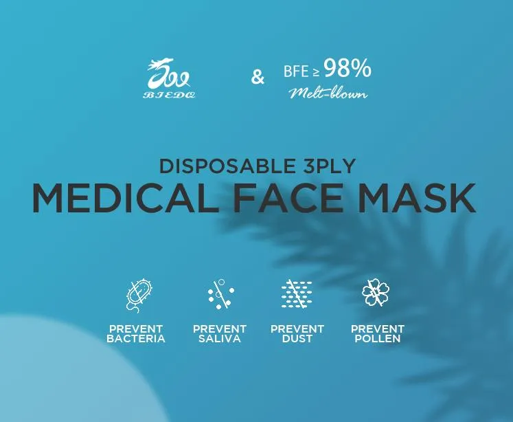 Bfe 98% Qualified 3-Ply Single Use Medical Face Mask with Ear Loop