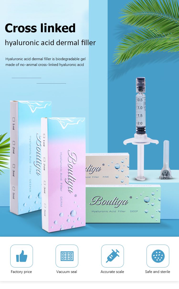 Bouliga Hot Sale 1ml Ha Dermal Filler Lip Injections Hialuronic Acid Filler Injection for Lip