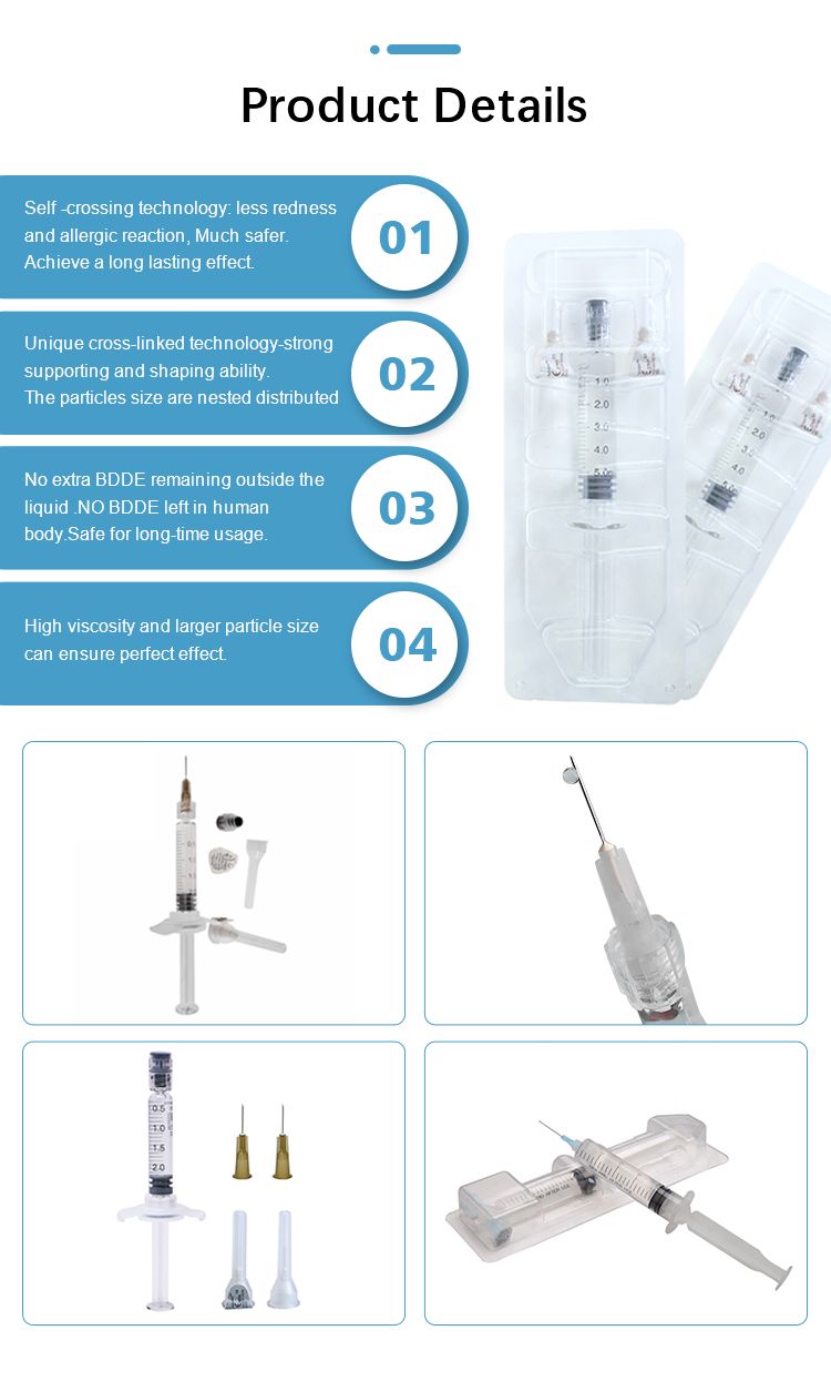 Bouliga Hot Sale 1ml Ha Dermal Filler Lip Injections Hialuronic Acid Filler Injection for Lip