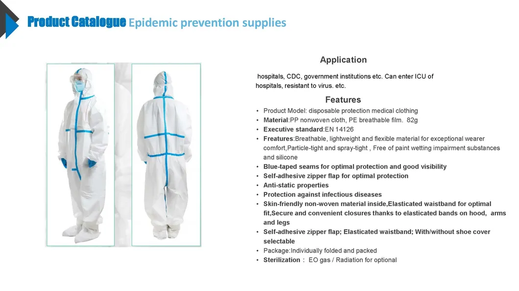 CE Disposable Medical Protective Gown Medical Non Woven/PP+PE Coverall/Protect Gown Clothing