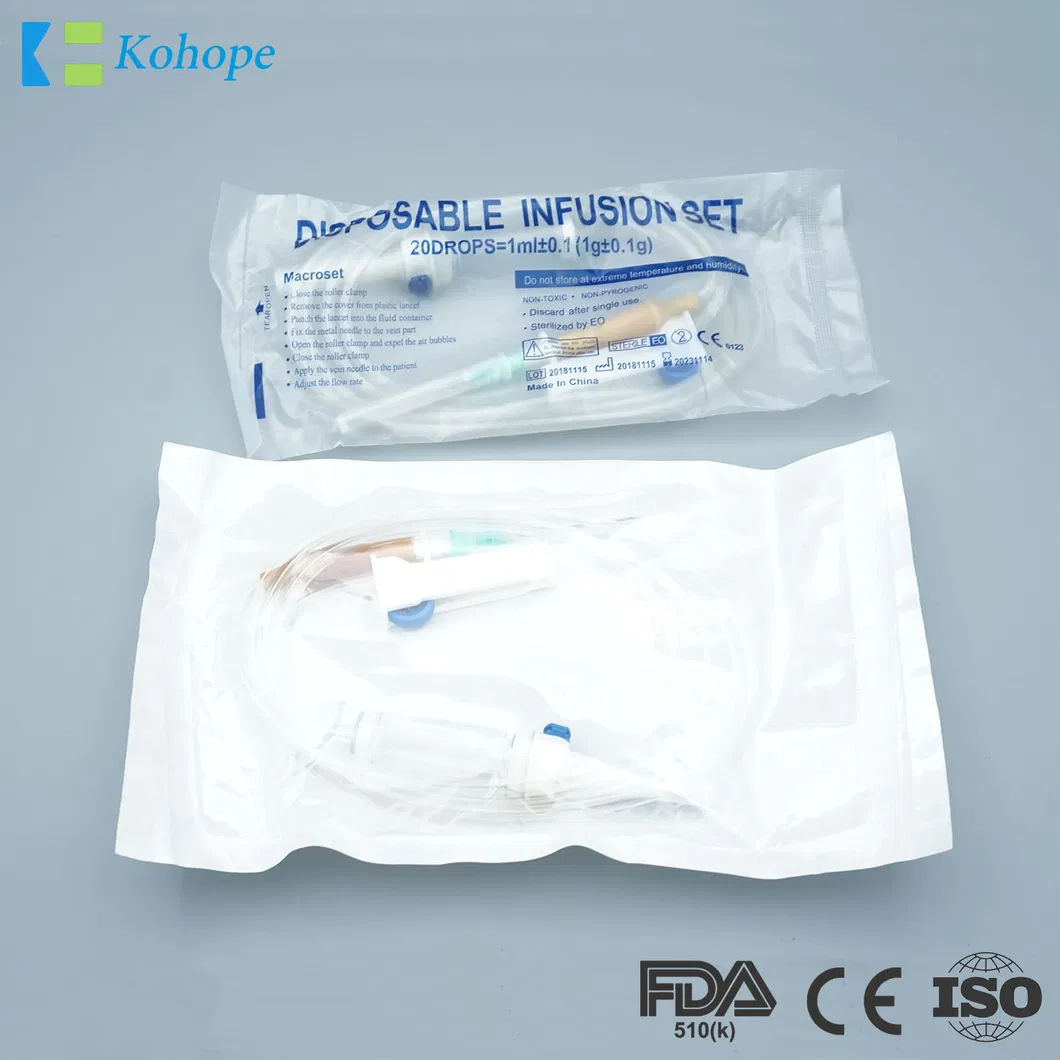 CE; ISO EOS Disposable Medical Burette Infusion Set Manufacturer with Needle and Flow Control Regulator