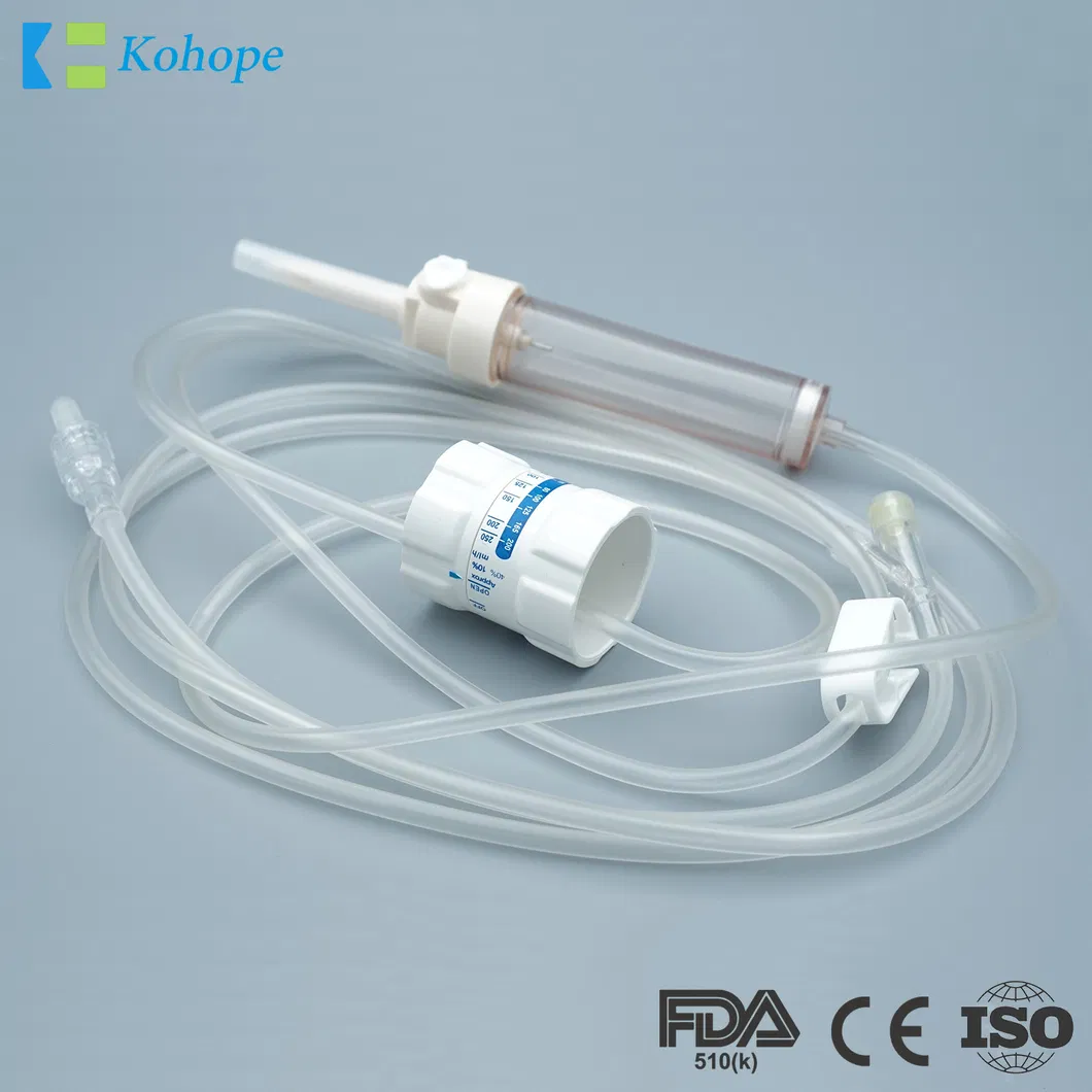CE; ISO EOS Disposable Medical Burette Infusion Set Manufacturer with Needle and Flow Control Regulator