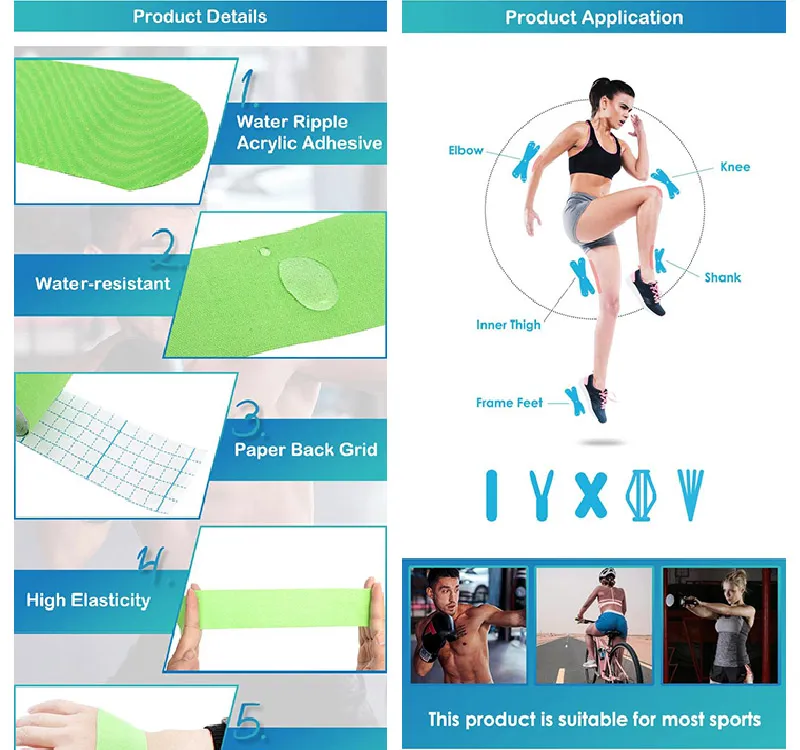 Cotton Elastic Kinesiology Kinesio Sports Tape for Therapeutic