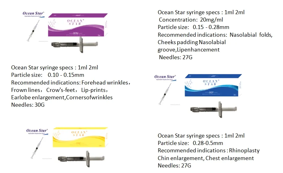 Cross Linked Hyaluronic Acid Large Particle Dermal Filler Anti-Wrinkle 2ml Syringe