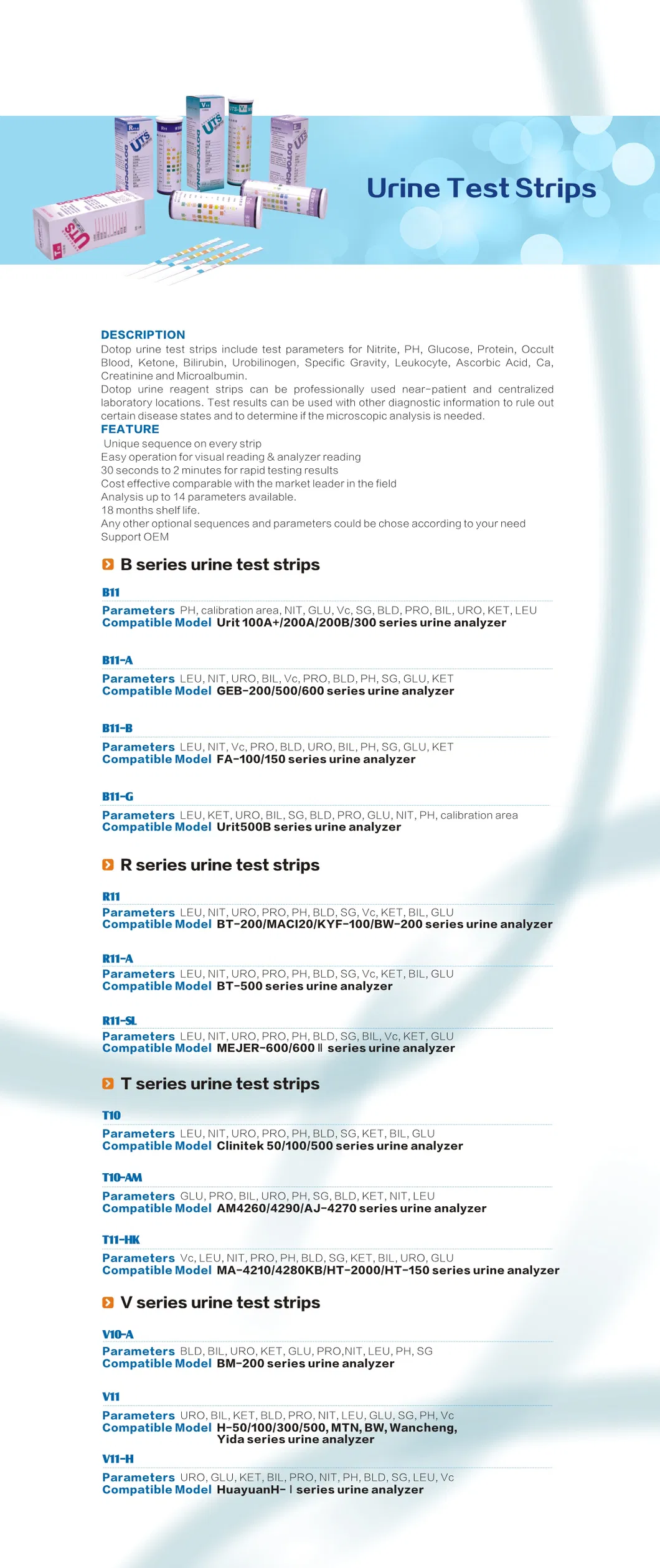 Direct Manufacturers Produce High Quality Various Parameters Urine Test Strips