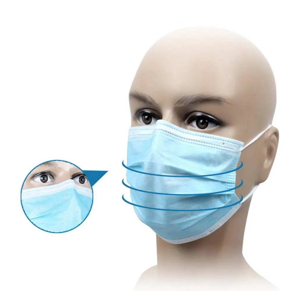 Disposable 3 Plys/3 Layers Non Woven/Melt Blown/Spunbond Fabric Breathing Protection Dust Anti Virus Ear Loop Flat Civil White Face Mask