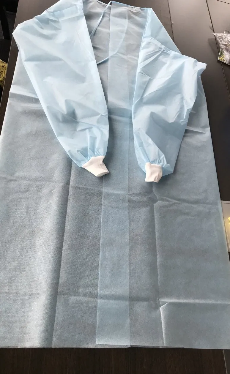 Disposable AAMI Level 1234 Hospital Coverall Surgical Isolation Gown with Elastic Cuff