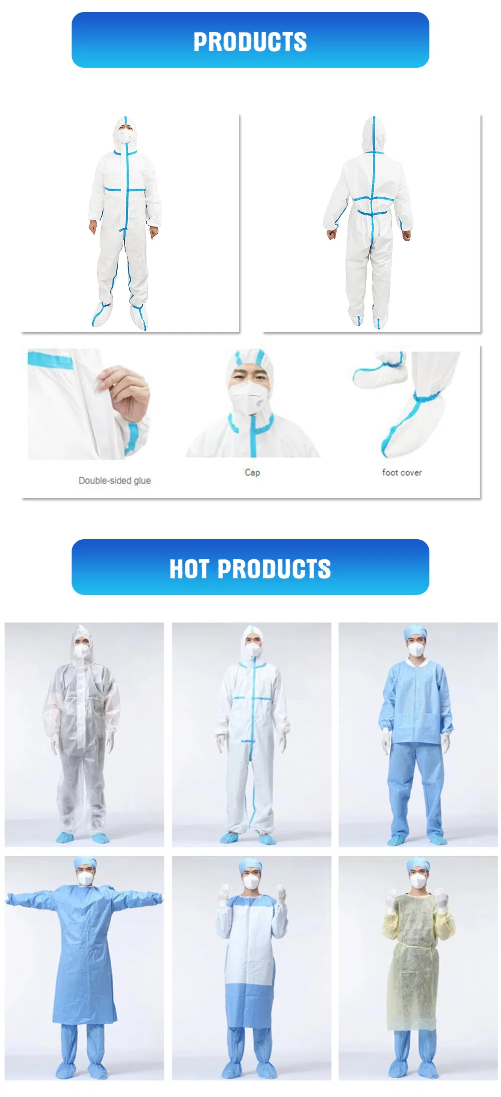 Disposable Coverall Safety Isolation Clothing Medical Suit