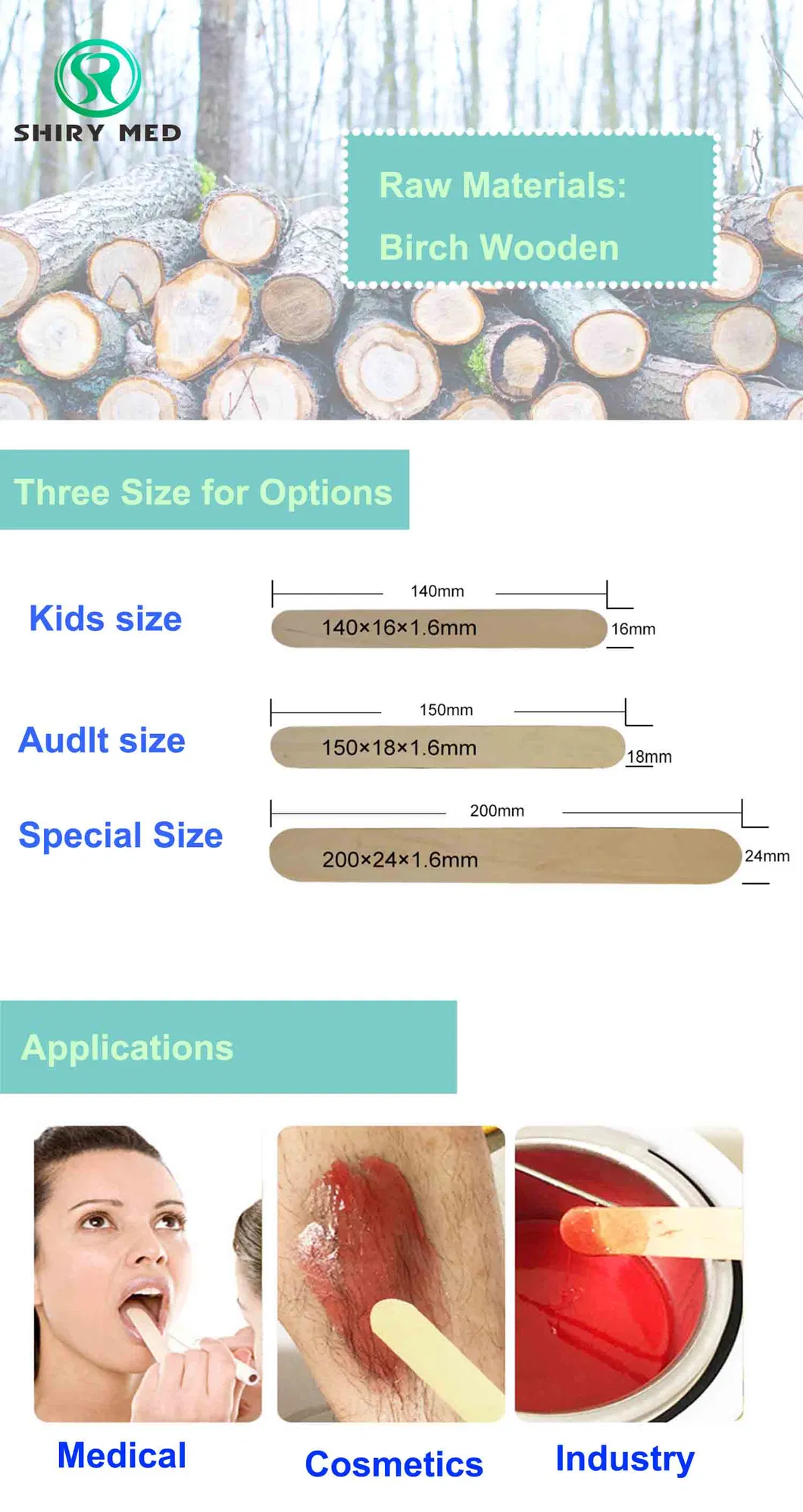 Disposable Medical Individual Pack Tongue Depressors Wooden Dental Blades Wood Spatula for Dental Use