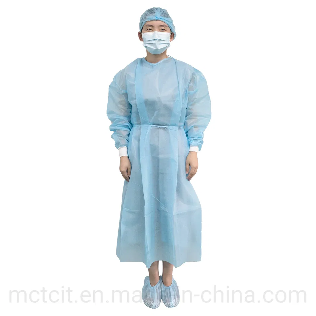 Disposable Medical Waterproof Isolation Gown Neck and Back with Ties