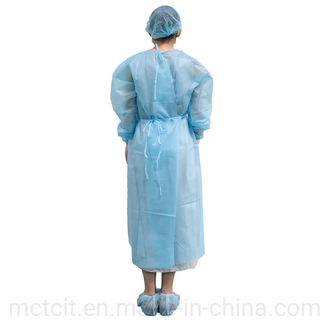 Disposable Medical Waterproof Isolation Gown Neck and Back with Ties