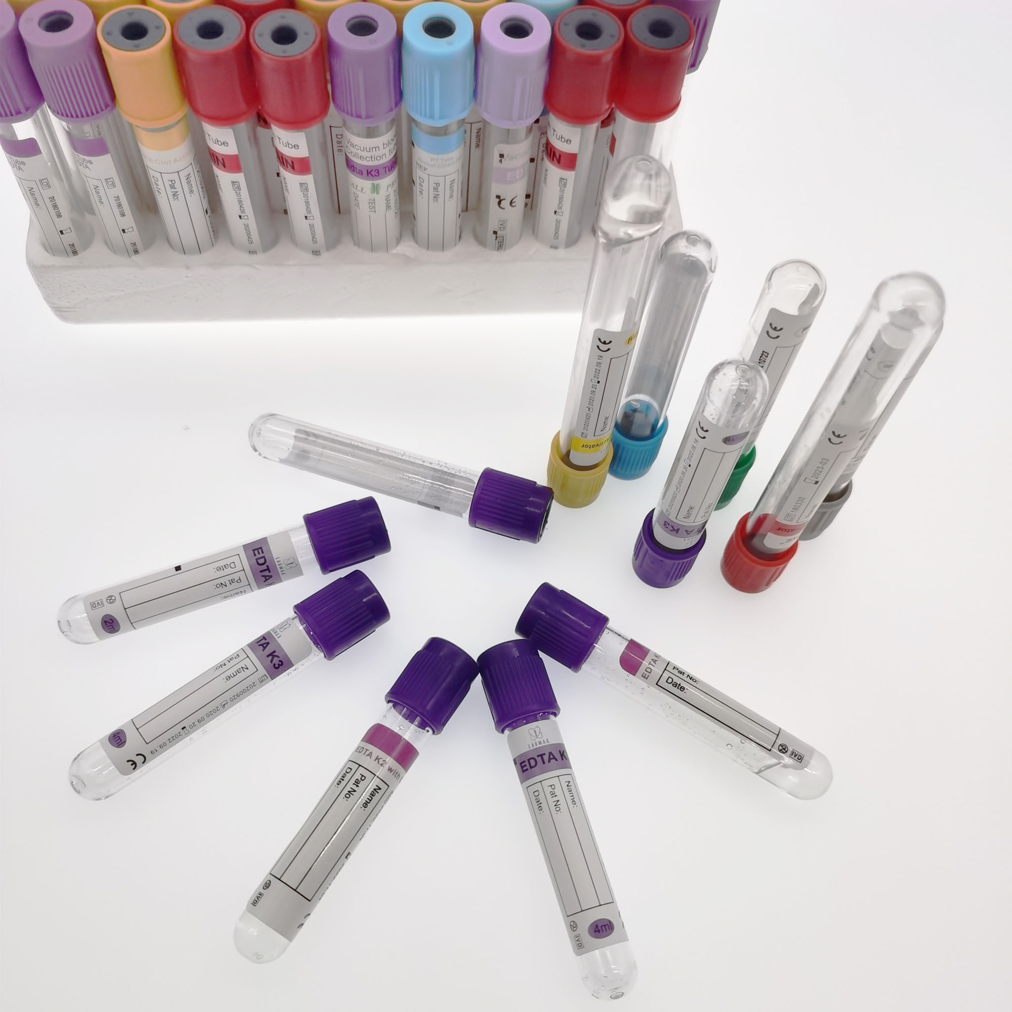 Disposable Pet EDTA K2 /K3 Vacuum Blood Collection Tube