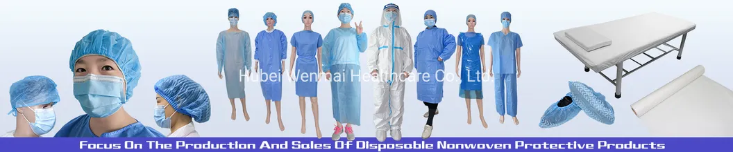 Disposable PP SMS Non Woven Lab Coat with Knitted Cuffs and Collar