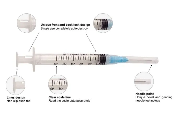 Disposable Sterile Vaccine Retractable Safety Ad Syringe 0.5ml-10ml Luer Slip Syringe