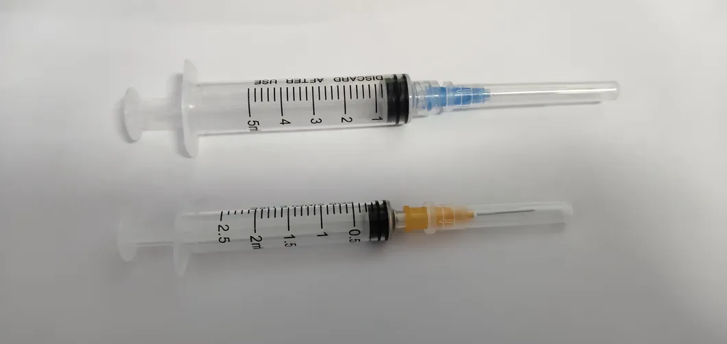 Disposable Syringe 5ml with Fixed Needle 22g, Latex Free