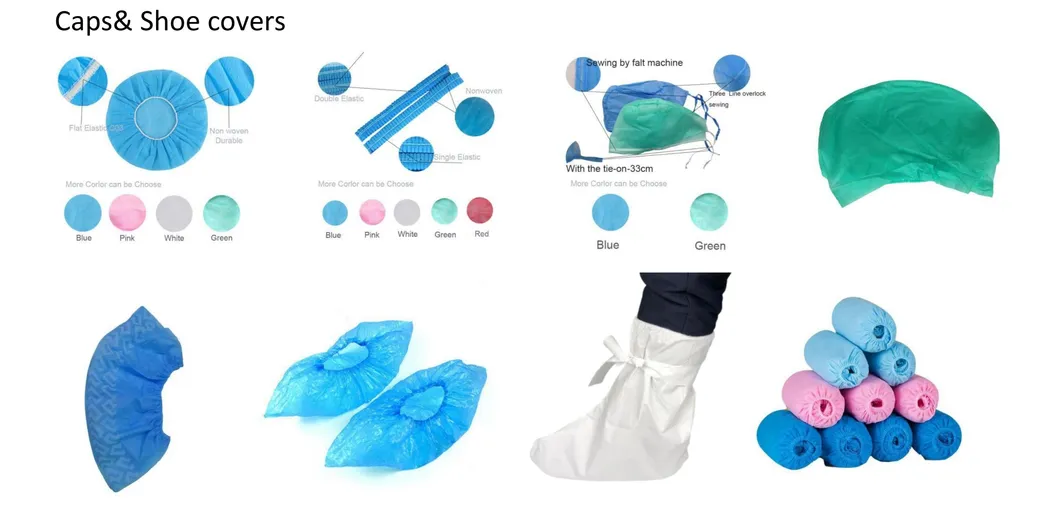 Factory Hospital Medical Surgeon Astronaut Clip Pleated Mob Bouffant Mushroom Caps and Shoecovers Overshoes Disposable Nonwoven Hood for Nurses and Doctors