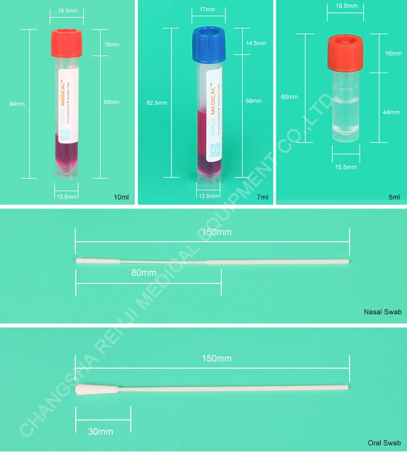 Flu Test Kit Viral Transport Medium Nasal Swab Flocked Swab Kit Clinical Sampling Kit Vtm