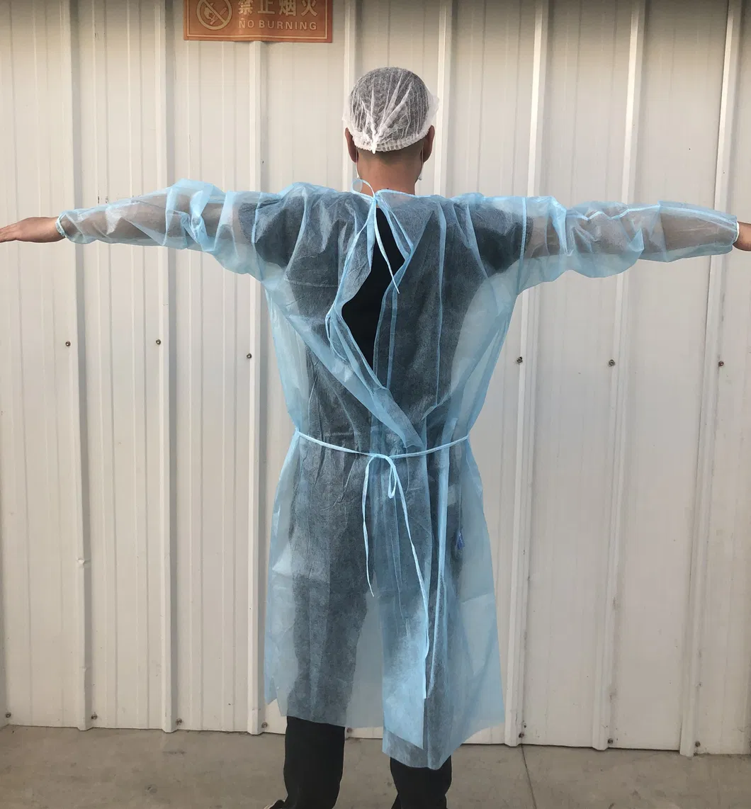 Health Disposable Isolation Gowns Spp Non Woven Breathable Non-Toxic Flexible