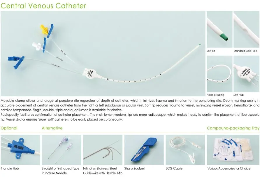 High Quality Single/Double/Triple Central Venous Catheter for Medical Use