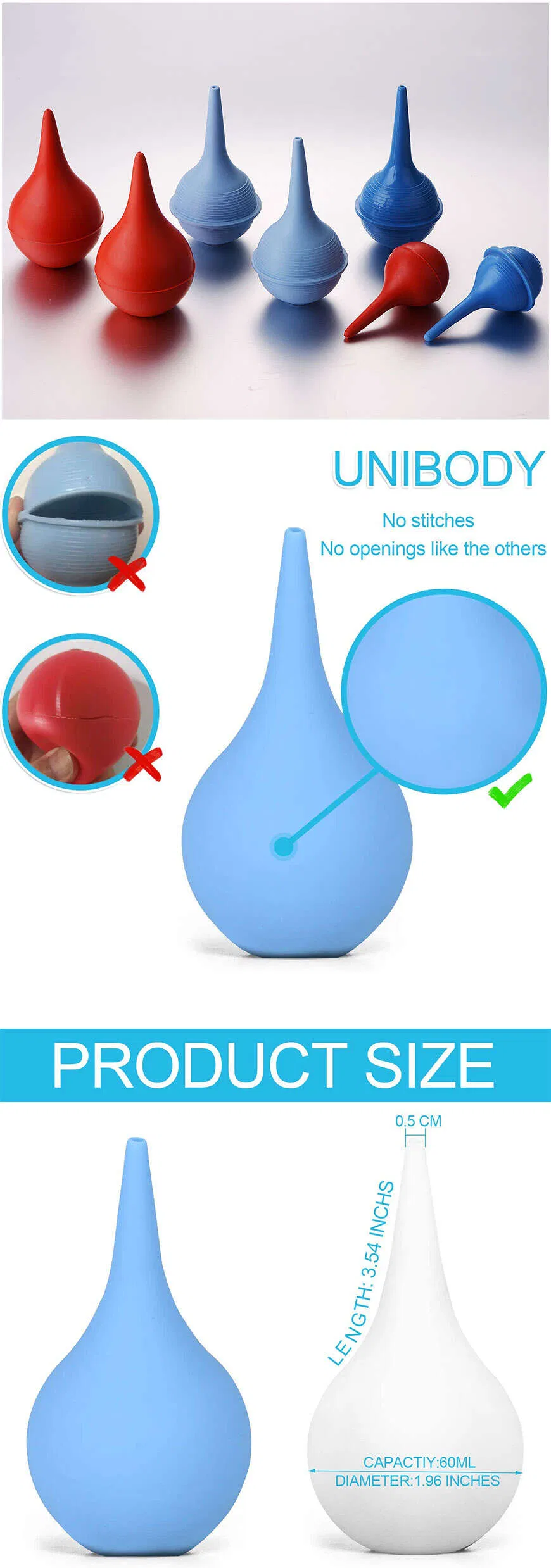 High Quality Ulcer Rubber/PVC Ear Syringe with CE & ISO