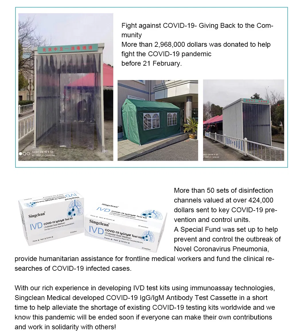 Hot Sale CE Passed Singclean One Step Multi Screening Urine Multidrug of Abuse Test Cassette Panel