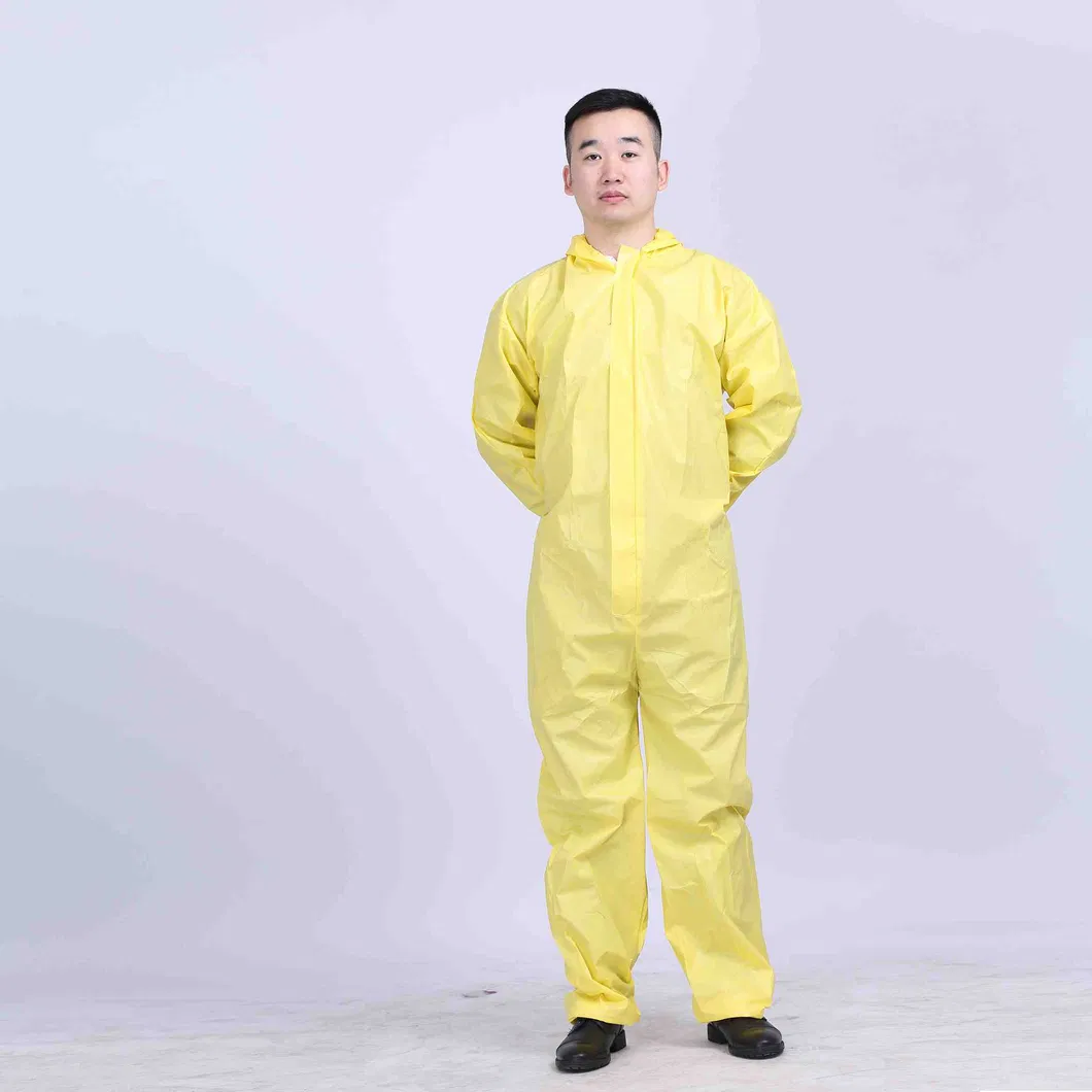 Hot Sale Disposable High Quality Single Use Safeguard Waterproof Breathable SMS Coverall with Hood