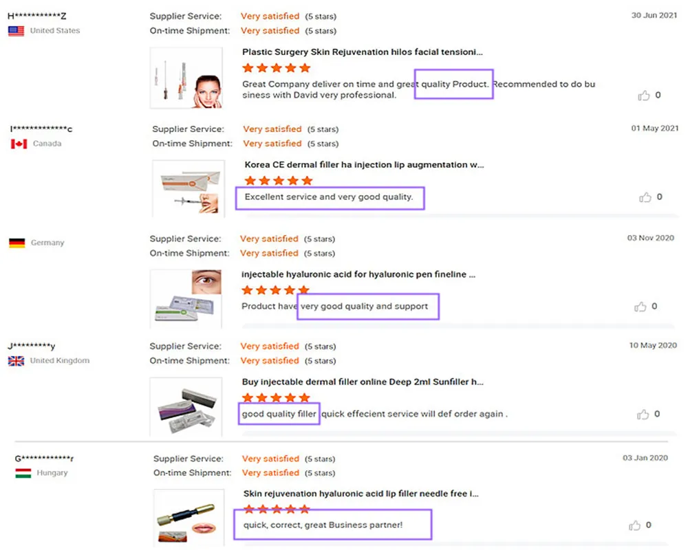 Hyaluronic Acid Facial Injectable 2ml Deeper Dermal Filler for Face Sharpe