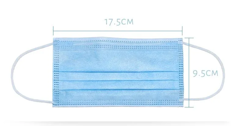 in Stock Non-Woven Disposable Face Mask 3ply Face Mask Disposable with Tie-on Bfe99%