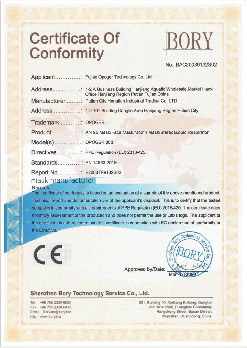 Kn 95 Mask/Mascara Mask/Opoger Mask / Schutzen/Chirurgische Maske/ Einmalige Gesichts Maskendoor to Door Delivery to EUR& Offer Chartered Airplane