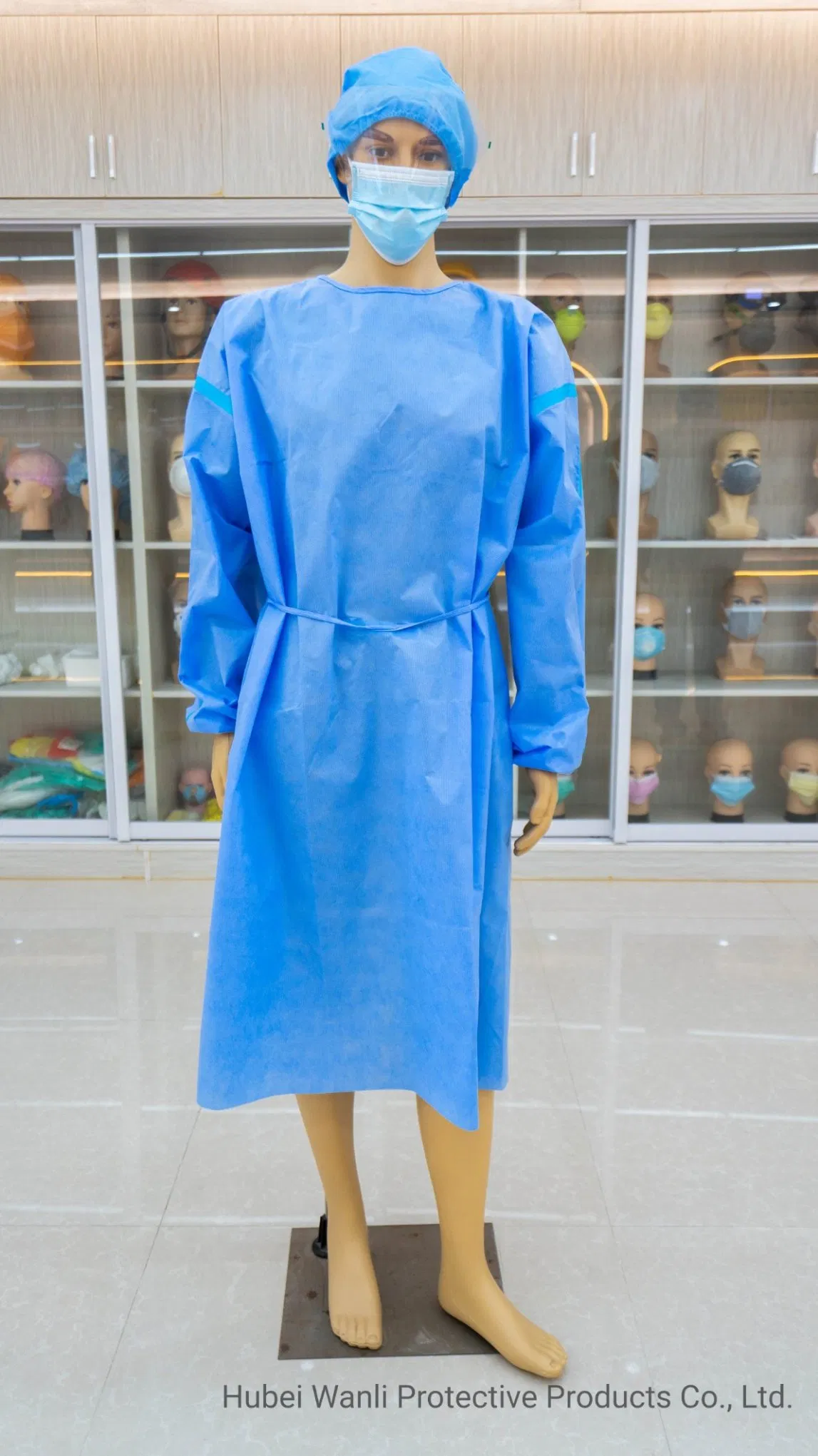Knit Cuff Surgical Gown Isolation Gown Blue PP PE Disposable Sterile