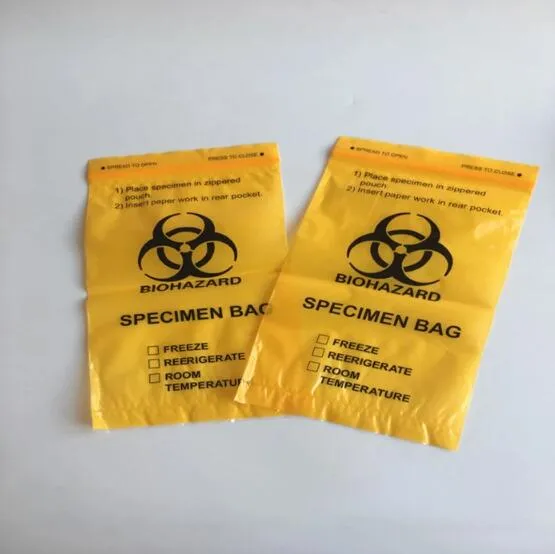 LDPE Laboratory Specimen Collection Transport Bag with Document Pouch