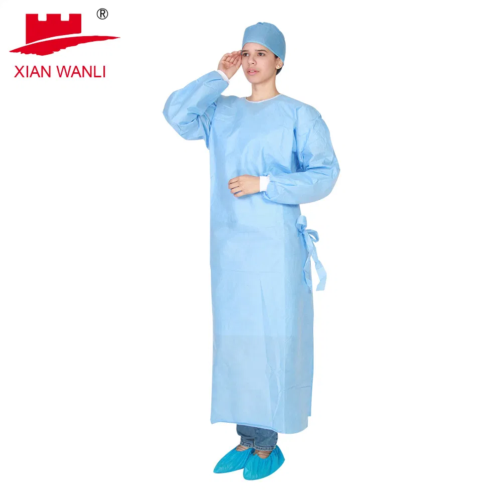 Level 1234 SMS with PE Film Disposable Surgical Isolation Gown Applied to Clinic Ward Lab with Non-Sterile