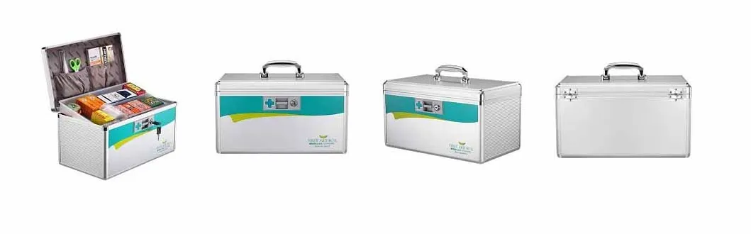 Lockable First Aid Box Security Lock Medicine Storage Box with Portable Handle