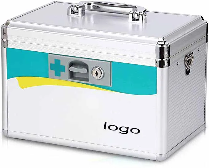 Lockable First Aid Box Security Lock Medicine Storage Box with Portable Handle