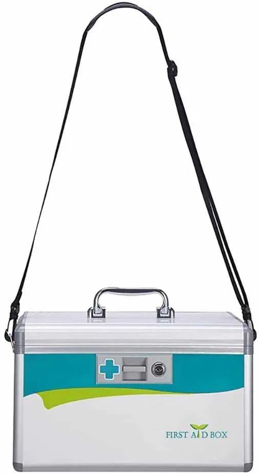 Lockable First Aid Box Security Lock Medicine Storage Box with Portable Handle