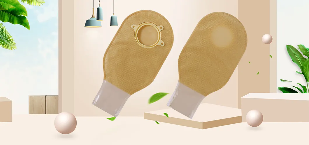 Material Medical Instrument Brown Non-Woven Two Piece Hydrocolloid Ostomy Clip Bag Recycle Illeostomy