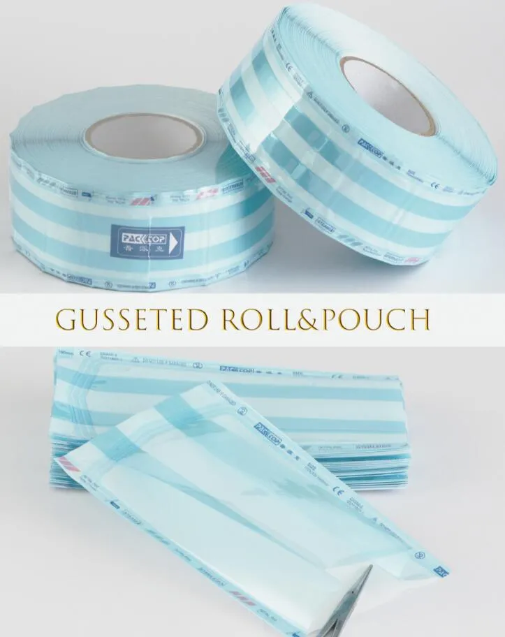Medical Disposable Dental Sterilization Heat-Sealing Flat Pouch Rolls /Gusseted Reels