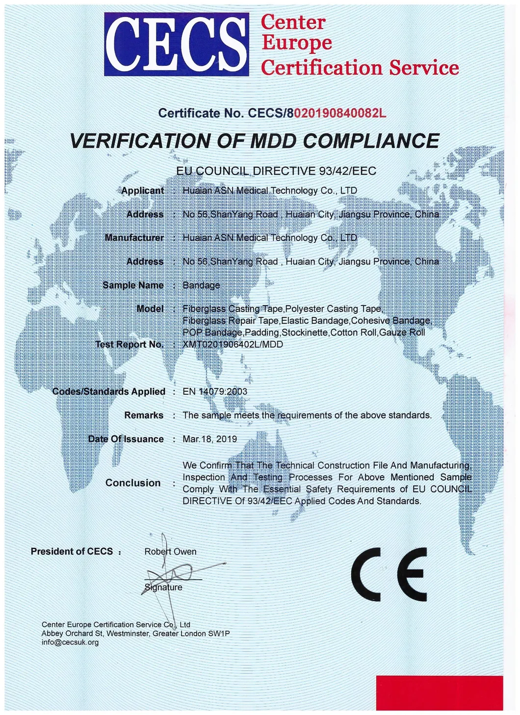 Medical Wound Dressing Red (Blue) Line Elastic Crepe Bandage Medical ISO13485 Approved with OEM