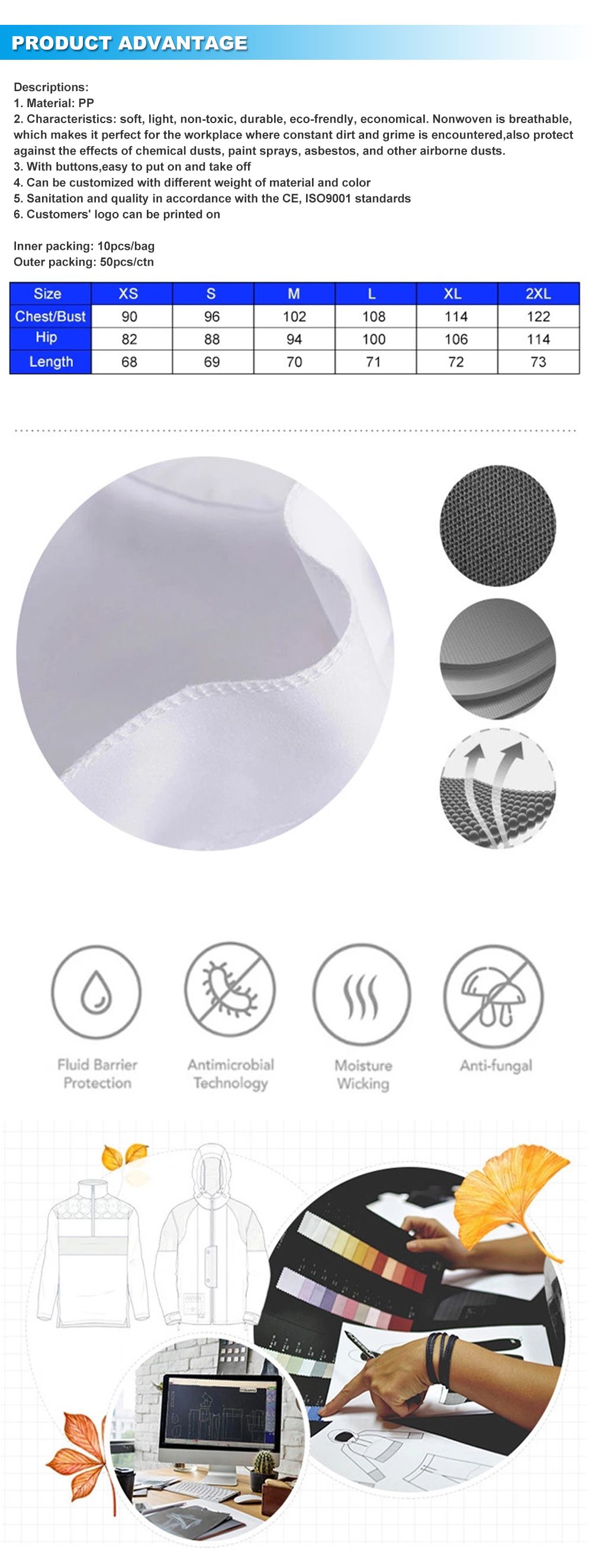 Non Woven Disposable Lab Coat Hospital Disposable Visitor Gown