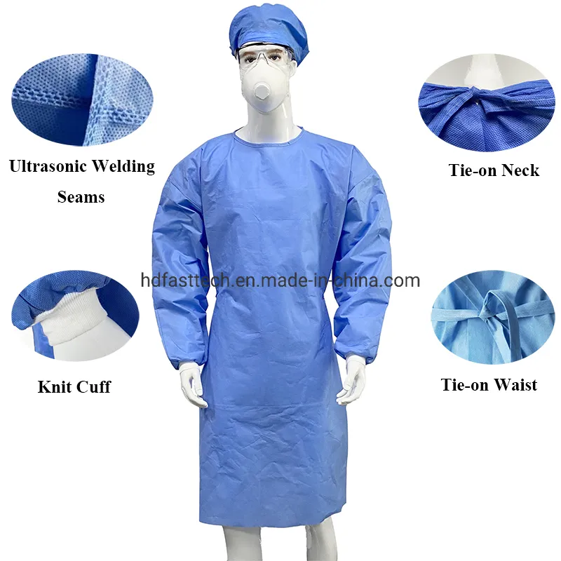 Non Woven Knit Cuff Wholesale SMS Surgical Gown Disposable with En13795