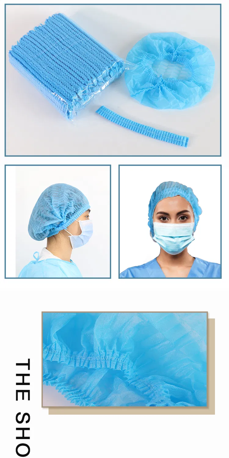 Nonwoven Fabric Medical Clip Cap for Hospital Lab Double Single Elastic Boffant Non-Mediacal Dustproof Anti-Dust Double Elastic Nurse Doctor