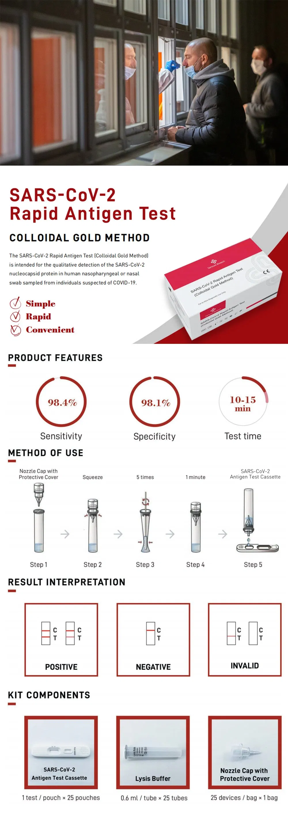Rapid Cassette Test Kit, Cheap Saliva/Swab Antigen Test Kit