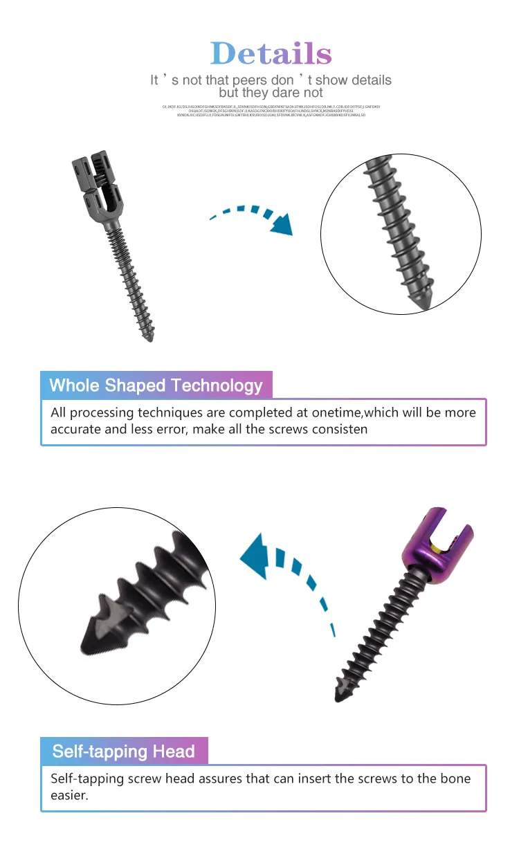 Spinal Implants Orthopedic Surgical Polyaxial Titanium Spine Pedicle Screw