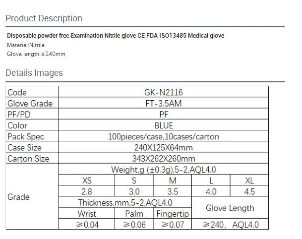 Transparent Nitrile Vinyl Gloves Disposable Nitrile